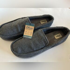 New Dearforms mens slippers size XL 13/14 Dark Grey and black herringbone design